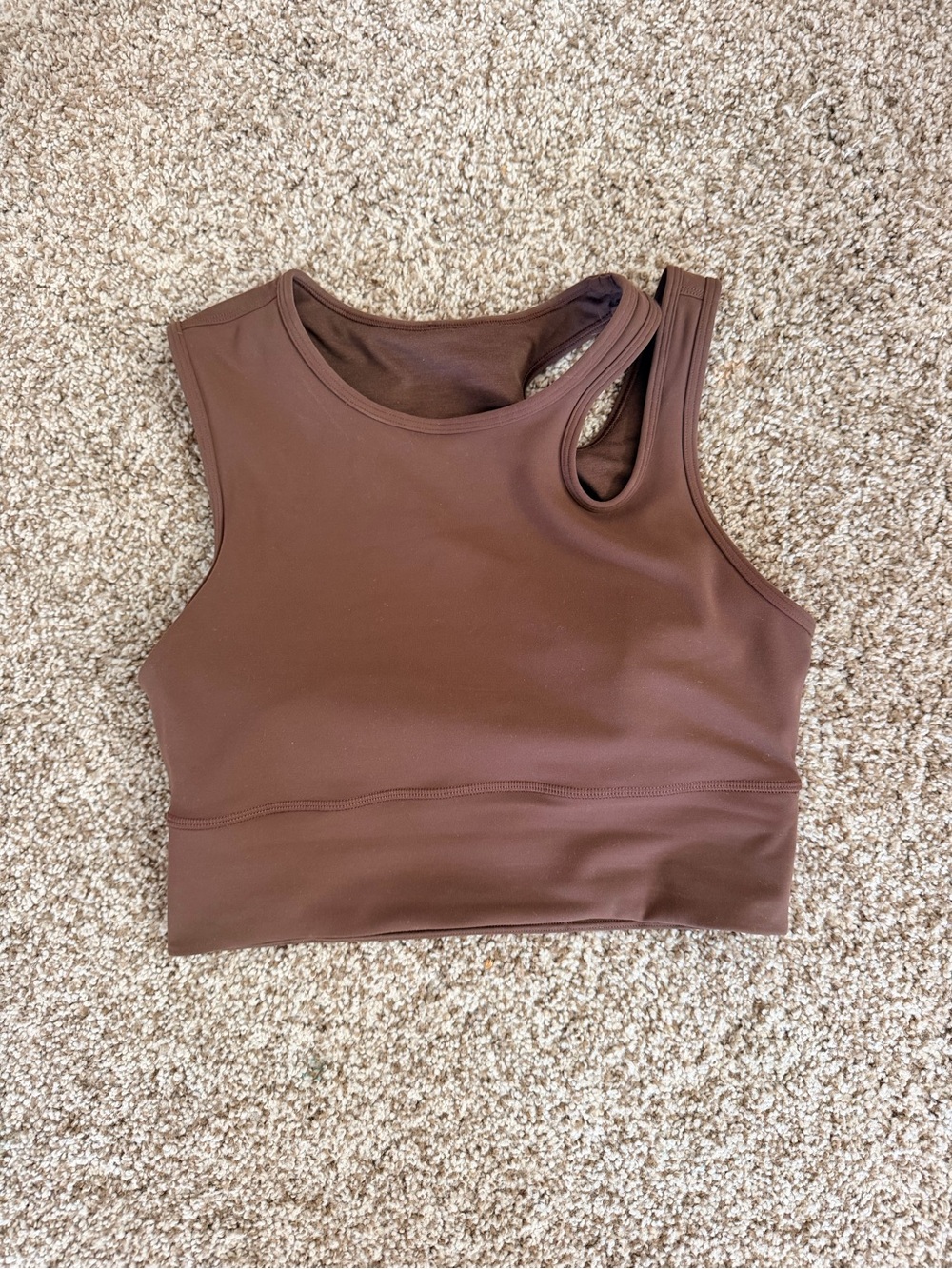 lululemon athletica Brown Asymmetric Cutout Crop Top
